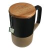 Tahoe Tea & Coffee Ceramic Mug with Wood Lid 16oz Black | No Imprint