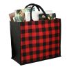 Buffalo Plaid Printed Jute Tote Red with Black | No Imprint | not available | not available