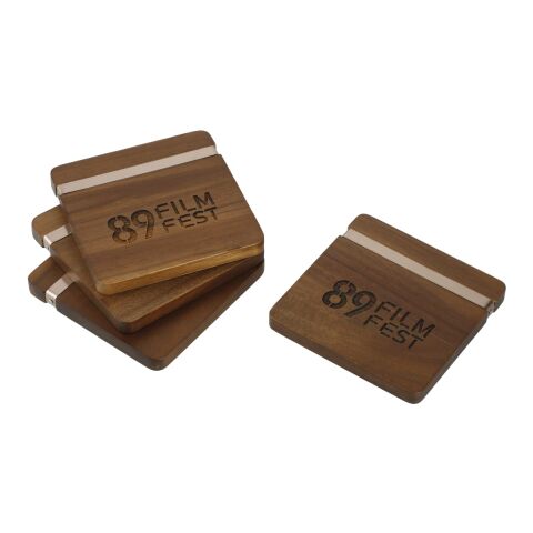 Graze Wood and Metal Coaster Set Standard | Wood | No Imprint | not available | not available