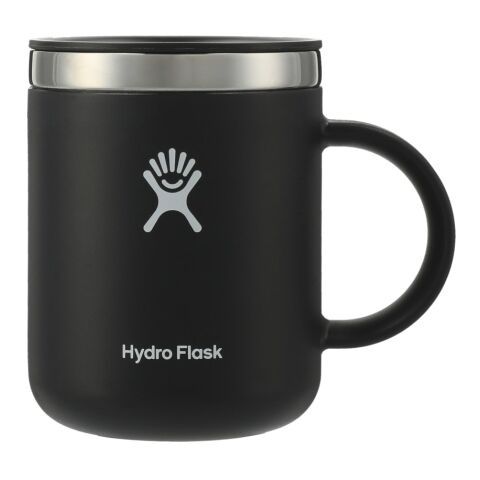 Hydro Flask® Coffee Mug 12oz Standard | Black | 1 color Screen Print | Handle Left, opposite Hydro Flask, - Center of art 2" down from lip | 2.00 Inches × 1.75 Inches