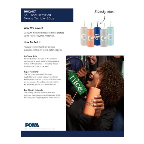 Sol Tonal Straw Tumbler 20oz Standard | White | No Imprint | not available | not available