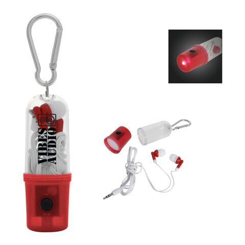 Earbuds With Flashlight Case Transparent Red | No Imprint | not available | not available