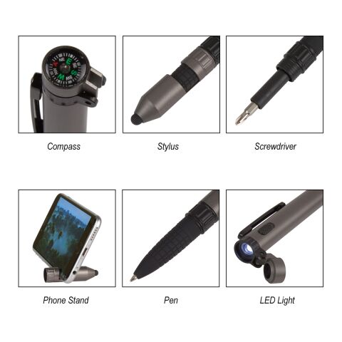 6-In-1 Quest Multi Tool Pen Black | No Imprint | not available | not available