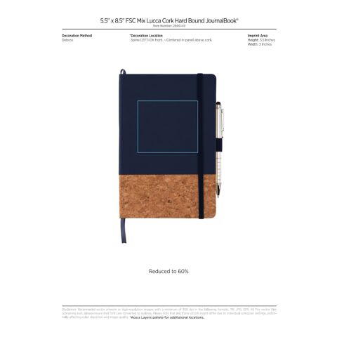 5.5&quot; x 8.5&quot; Lucca Cork Hard Bound JournalBook® Navy | No Imprint | not available | not available