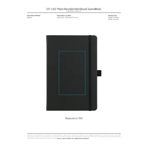 5.5&quot; x 8.5” Mano Recycled Hard Bound JournalBook Black | No Imprint | not available | not available