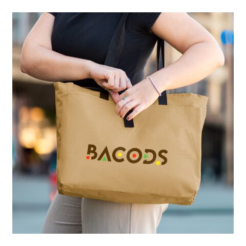 Bianca Buckle Tote Bag Tan with White | No Imprint | not available | not available