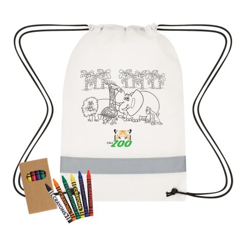 Lil&#039; Bit Reflective Coloring Drawstring Bag With Crayons White | No Imprint | not available | not available