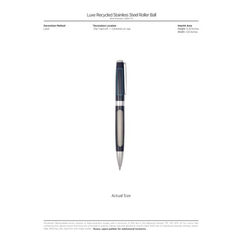 Luxe Recycled Stainless Steel Roller Ball Standard | Silver | No Imprint | not available | not available