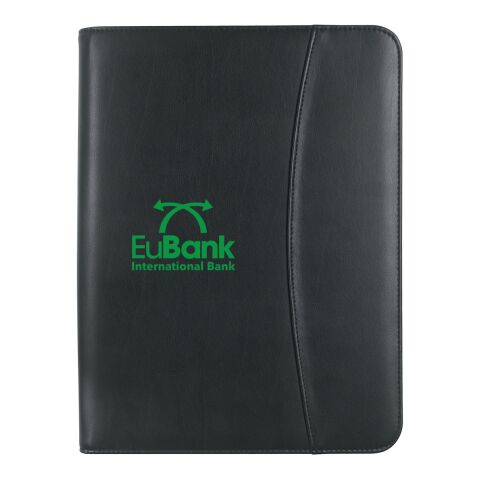 Leather Look 8 ½&quot; x 11&quot; Zippered Portfolio With Calculator Black | No Imprint | not available | not available