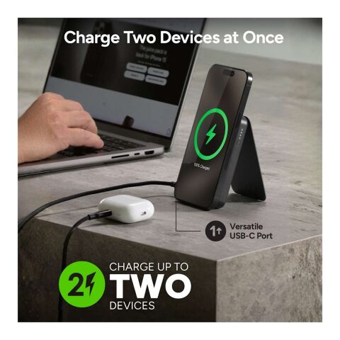 mophie® Snap+5000 mAh Wireless Power Bank w/ Stand Black | No Imprint | not available | not available