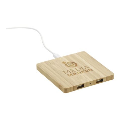 Bamboo Wireless Charging Pad with Dual Outputs Standard | Natural | No Imprint | not available | not available