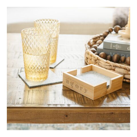 Bamboo &amp; Recycled Felt Coaster Set Cream | No Imprint