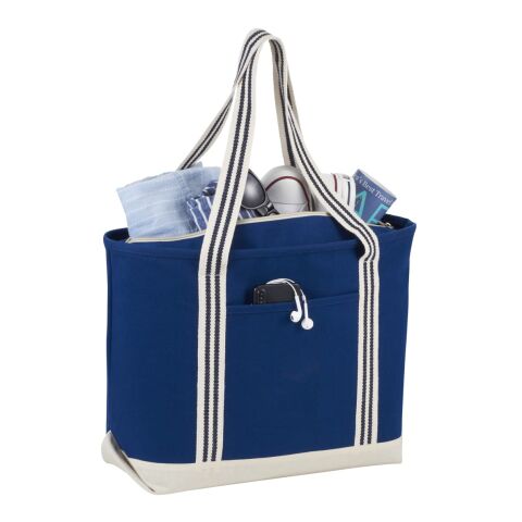 Atlantic Stripe 20oz Cotton Zippered Boat Tote Navy | No Imprint | not available | not available