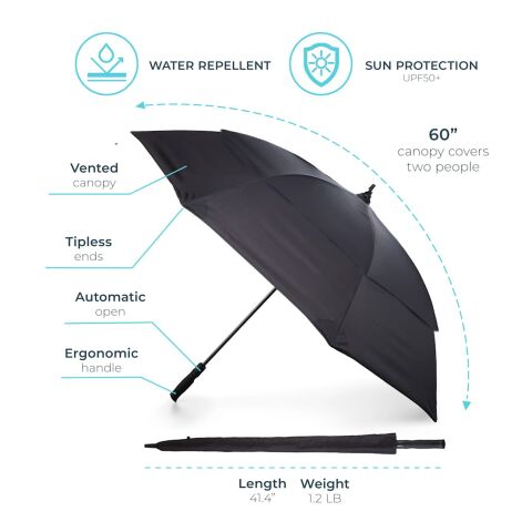 Totes 60" Titan Vented RPET Umbrella Black