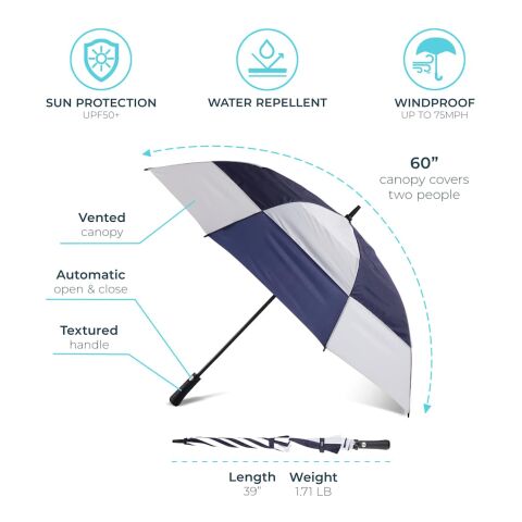 Totes 64" UV Protection Auto Open Golf Umbrella Black