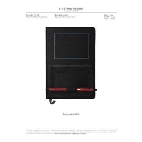 6" x 8" Moda Notebook Black | No Imprint | not available | not available