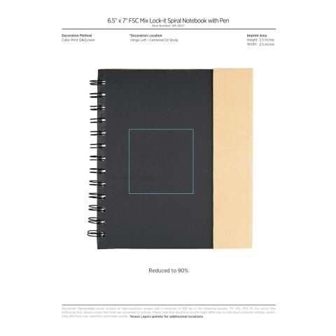 6.5&quot; x 7&quot; Lock-it Spiral Notebook w/Pen Blue | No Imprint | not available | not available