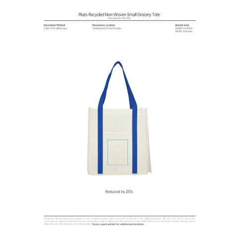 Pluto Recycled Non-Woven Small Grocery Tote Royal Blue | No Imprint | not available | not available
