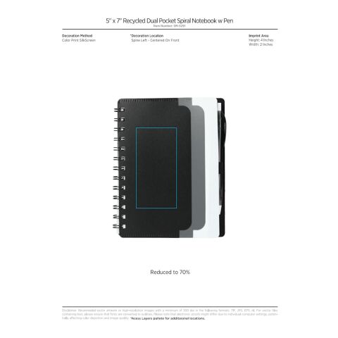 5&quot; x 7&quot; Recycled Dual Pocket Spiral Notebook w Pen Red with White | No Imprint | not available | not available