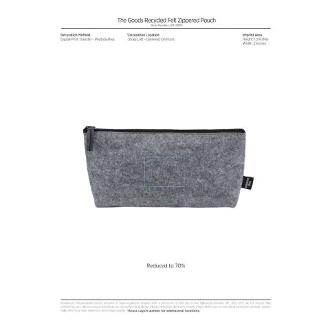 Recycled Felt Zippered Pouch Charcoal | No Imprint | not available | not available