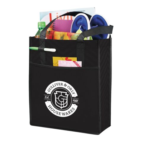 Printed Chevron Non-Woven Shopper Tote Black | No Imprint | not available | not available