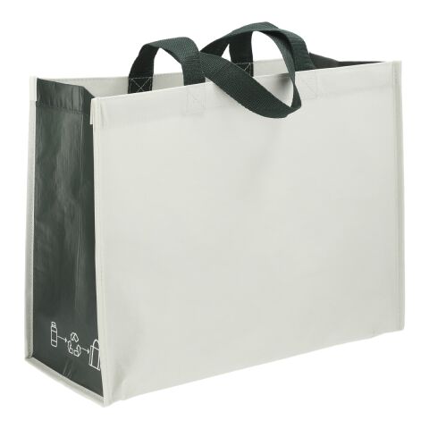RPET Laminated Matte Shopper Tote Natural-Forest Green | No Imprint | not available | not available