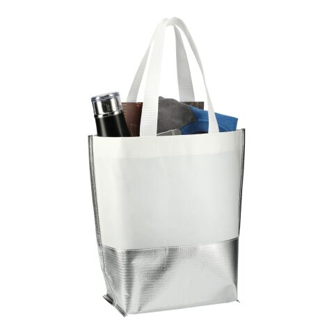 Large Laminated Metallic Bottom Tote White-Silver | No Imprint | not available | not available