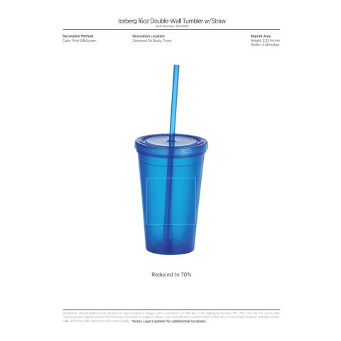 Iceberg 16oz Double-Wall Tumbler w/Straw Blue | No Imprint | not available | not available