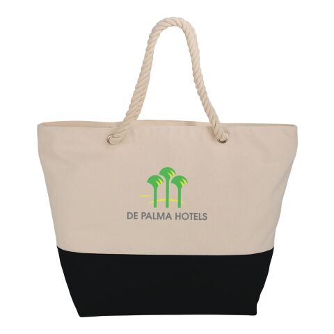 Zippered 12oz Cotton Canvas Rope Tote Standard | Black | No Imprint | not available | not available