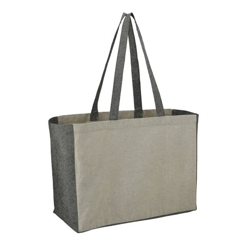 Recycled Cotton Contrast Side Shopper Tote Standard | Natural-Black | No Imprint | not available | not available
