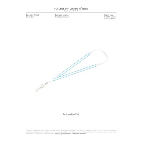 Full Color 3/4&quot; Lanyard w/ Hook White | No Imprint | not available | not available
