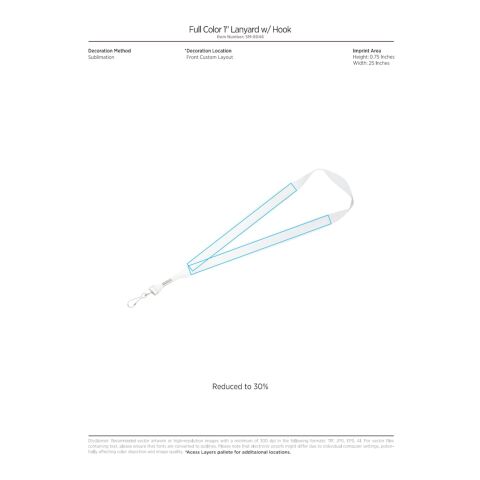 Full Color 1&quot; Lanyard w/ Hook White | No Imprint | not available | not available