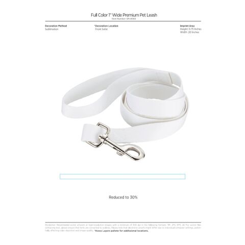 Full Color 1&quot; Wide Premium Pet Leash White | No Imprint | not available | not available