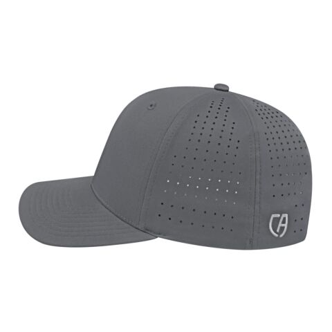 Cap America Perforated Performance Snap Back Cap Graphite | Embroidery | - Across Left Side Seam | 4.00 Inches × 1.50 Inches