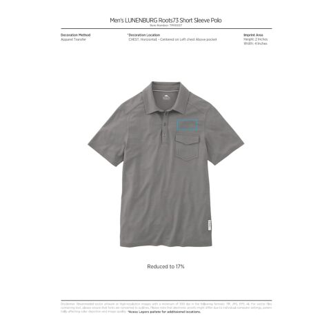 Men&#039;s LUNENBURG Roots73 Short Sleeve Polo Standard | Gray | S | No Imprint | not available | not available