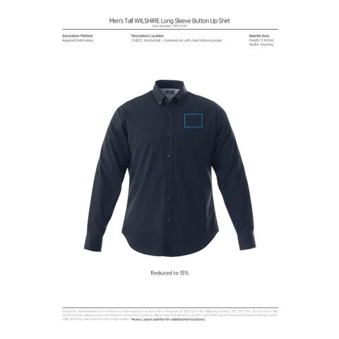 Men’s  WILSHIRE Long Sleeve Shirt Tall Standard | Black | 5XL | No Imprint | not available | not available