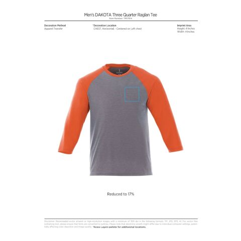 Men&#039;s DAKOTA Three Quarter Tee Standard | Heather Dark Charcoal-Medium Heather Grey | M | No Imprint | not available | not available