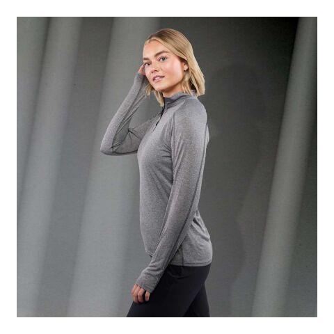 Women's TAZA Knit Quarter Zip Heather Dark Charcoal | XL