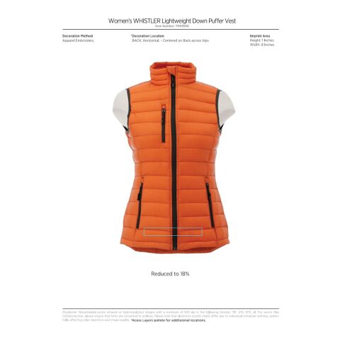 Women&#039;s Whistler Light Down Vest Standard | Black | 2XL | No Imprint | not available | not available