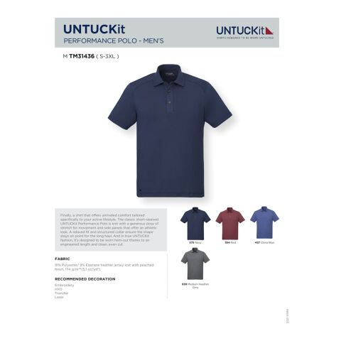 UNTUCKit Performance Polo - Men&#039;s Standard | Medium Heather Grey | 2XL | No Imprint | not available | not available