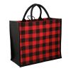 Buffalo Plaid Printed Jute Tote Red with Black | No Imprint | not available | not available