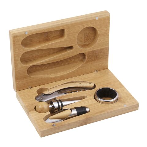 4 Piece Bamboo Wine Gift Set Standard | Natural | No Imprint | not available | not available