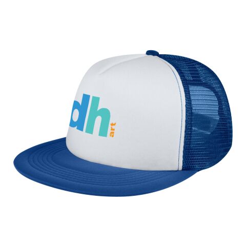 FLAT BILL TRUCKER CAP White Royal Blue | No Imprint | not available | not available