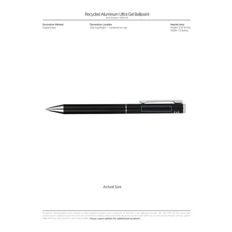 Recycled Aluminum Ultra Gel Ballpoint Standard | Black | No Imprint | not available | not available