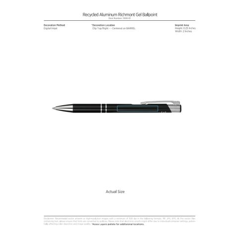 Recycled Aluminum Richmont Gel Ballpoint Standard | Black | No Imprint | not available | not available