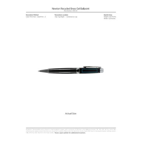 Newton Recycled Brass Gel Ballpoint Standard | Black | No Imprint | not available | not available