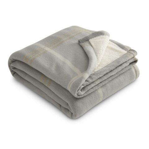 Plaid Fleece Sherpa Blanket Gray