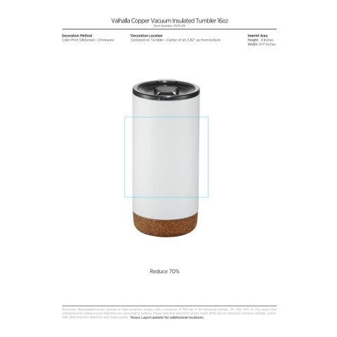 Valhalla Copper Vacuum Insulated Tumbler 16oz Standard | White | No Imprint | not available | not available