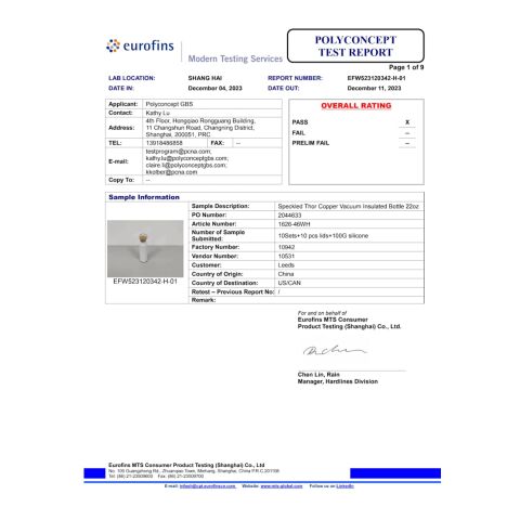 Speckled Thor Copper Vacuum Insulated Bottle 22oz Standard | Black | No Imprint | not available | not available