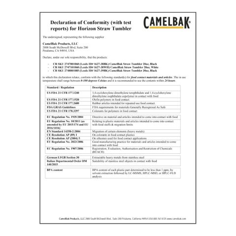 CamelBak Straw Tumbler 20oz Standard | White | No Imprint | not available | not available